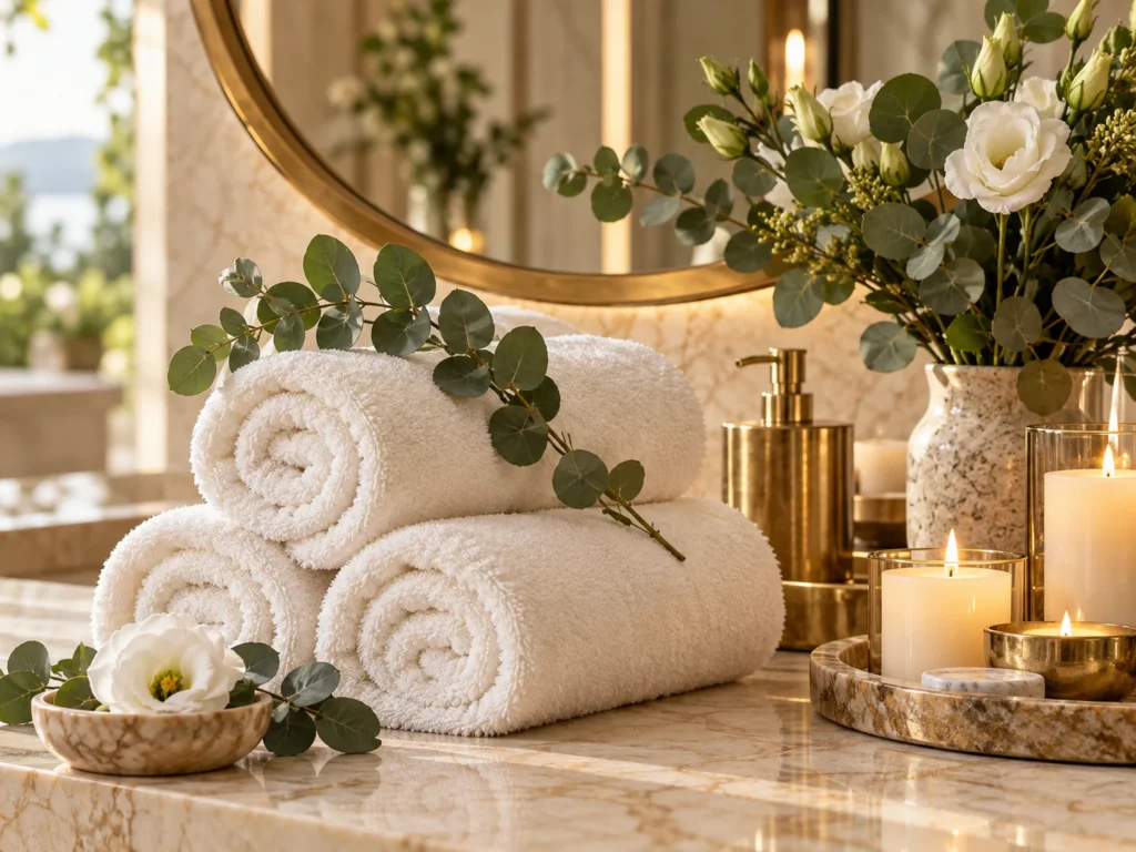Toalhas e ambiente de spa