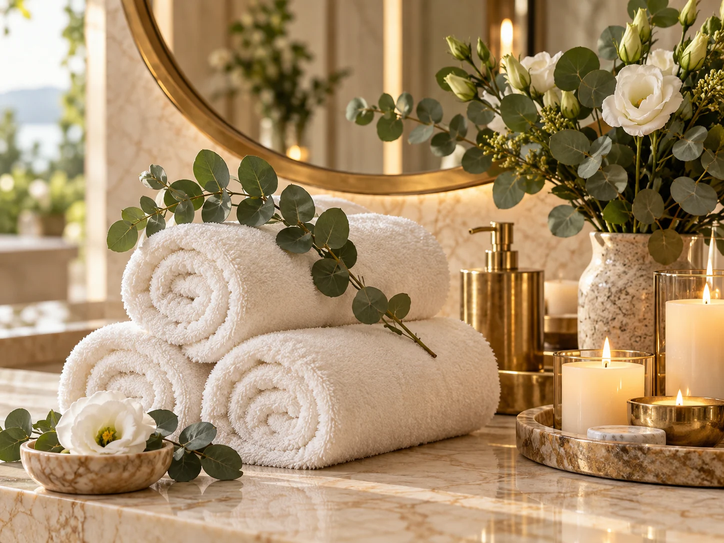 Toalhas e ambiente de spa