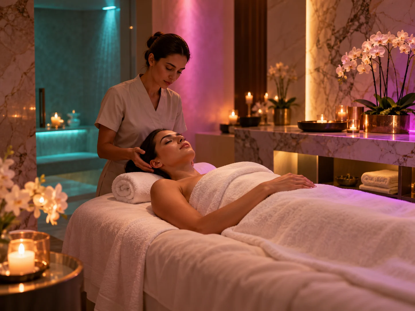 Circuito de spa com hidroterapia.