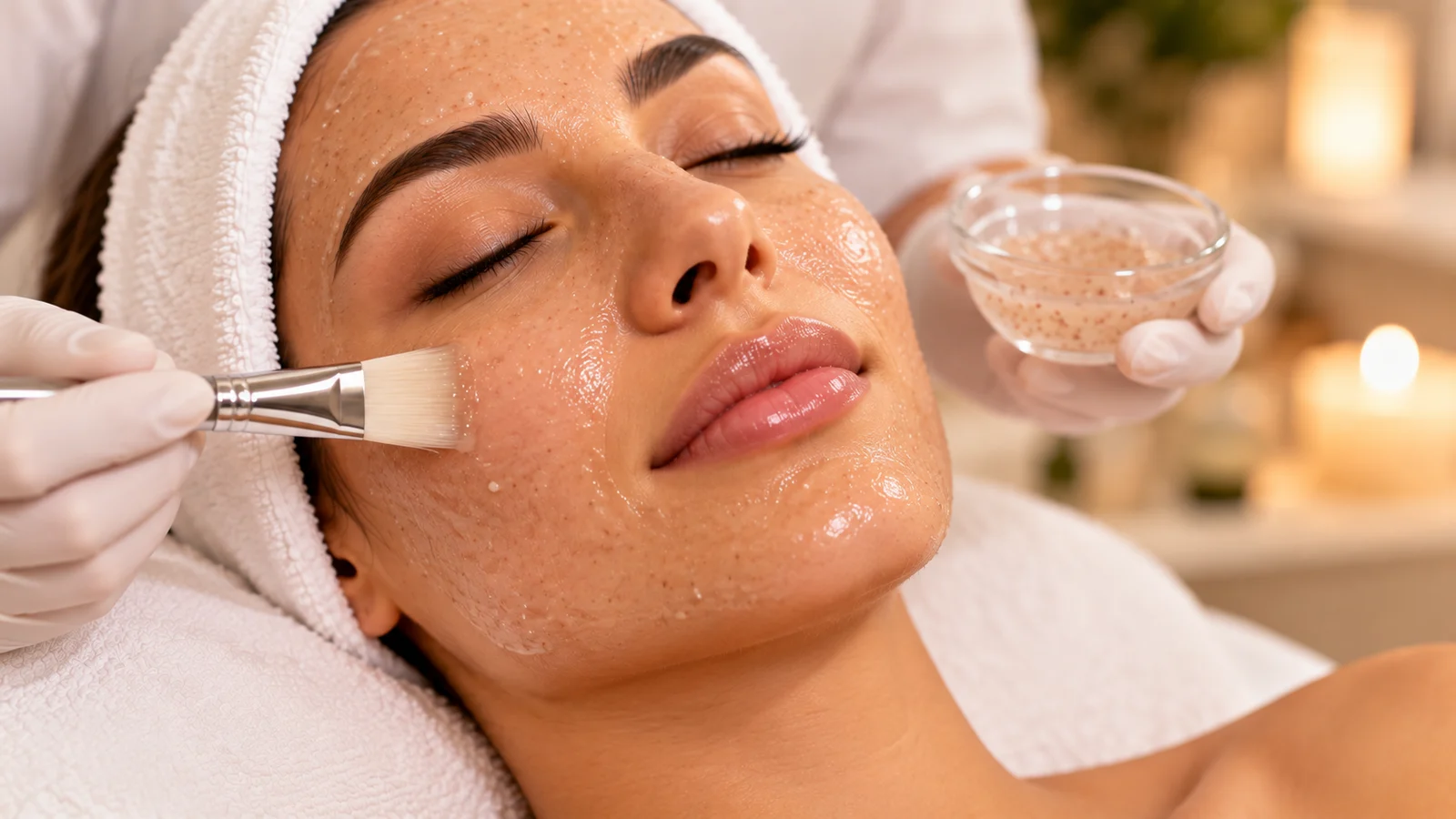 Tratamento facial hidratante num spa.
