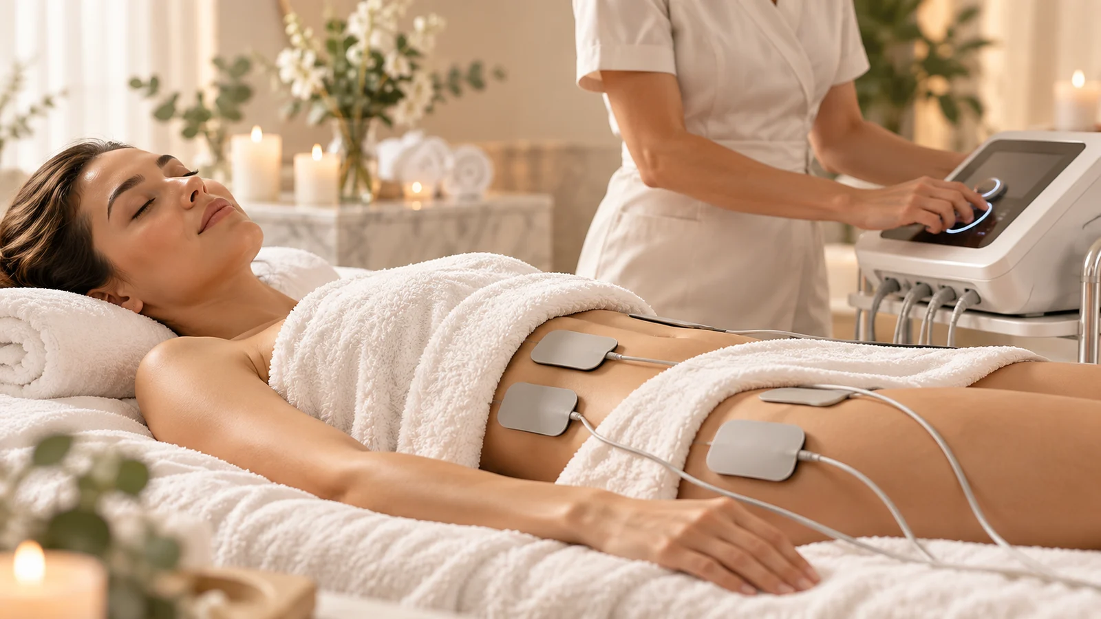 Tratamento de radiofrequência num spa.