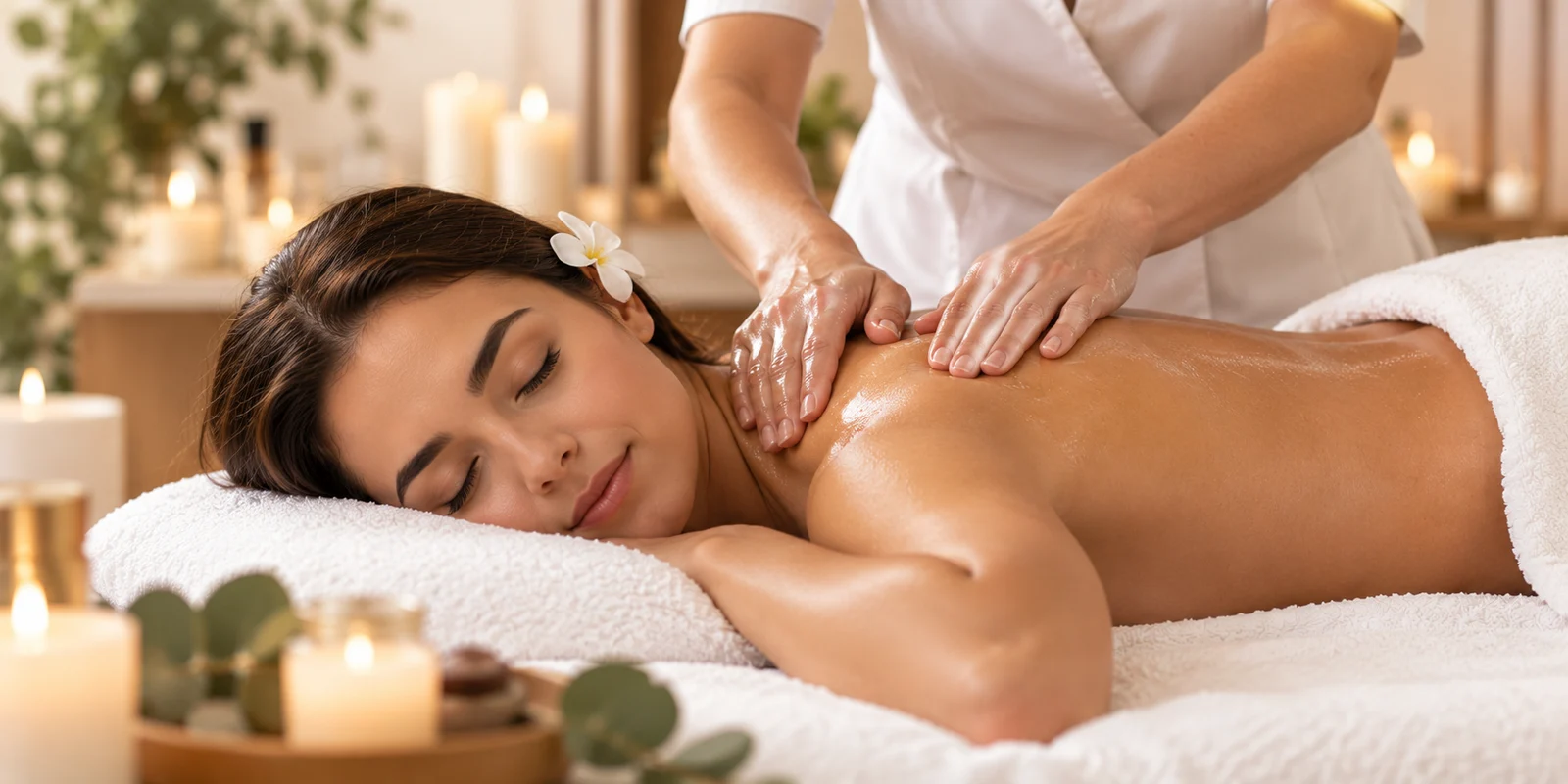 Massagem relaxante num spa acolhedor.